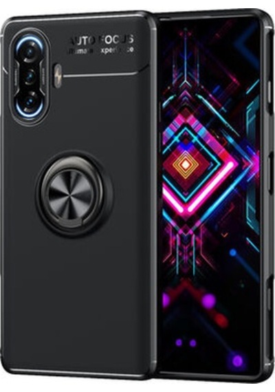 Redmi K40 Gaming Kılıf Yüzüklü Sağlam Esnek Ringo Silikon Kapak Siyah
