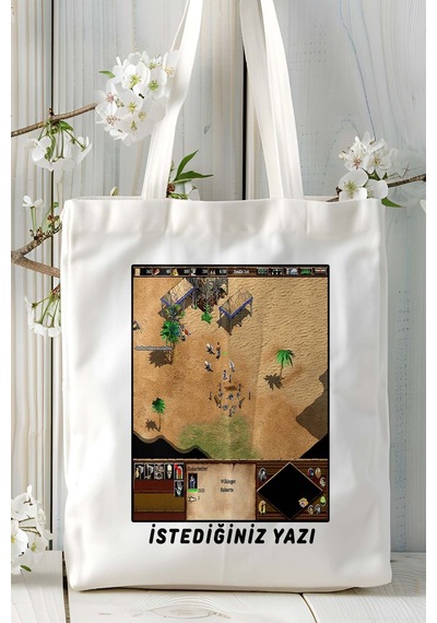 Art Hediye Age Of Empires Oyun Baskılı Bez Çanta Omuz Çantası Kişiye Özel Model 9 Çok Renkli