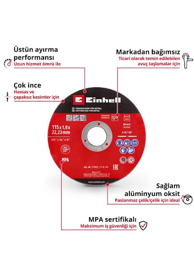 Einhell İnox Kesici Disk 115x1.0 Mm 5 Adet - 49711521