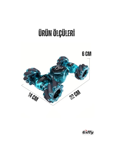 Oyuncak Uzaktan Ve Bilek Kumandalı Şarjlı Led Işıklı Full Fonksiyon Akrobat Drift Aracı Yeşil