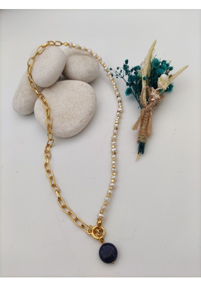 Stoneage Inci Ve Lapis Lazuli Taşlarından Şifa Kolyesi Mavi