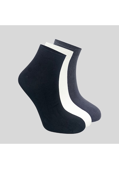 Kral Socks Kadın Bambu Patik 3 Adet Görünmez Dikişsiz Parfümlü Kısa Çorap Beyaz - Siyah - Gri