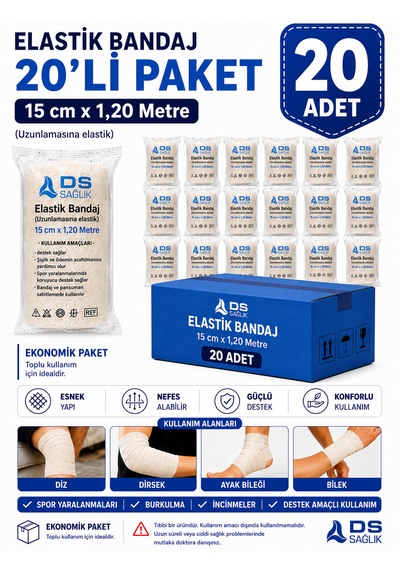 Elastik Bandaj 15cmx 1,20 Metre 20'li Ds Sağlık