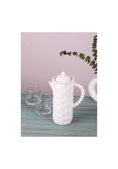 Beyaz Porselen 1000 Ml Yağdanlılk Sütlük Sürahi Beyaz