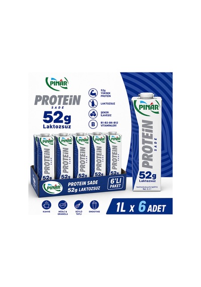 Laktozsuz Yüksek Proteinli Süt 1lt X 6 Adet