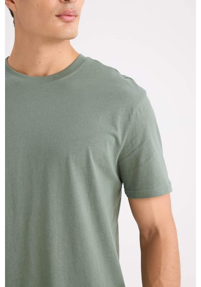 DeFacto %100 Pamuk New Regular Fit Bisiklet Yaka Basic Düz Kısa Kollu Tişört V7699AZ25SPGN470