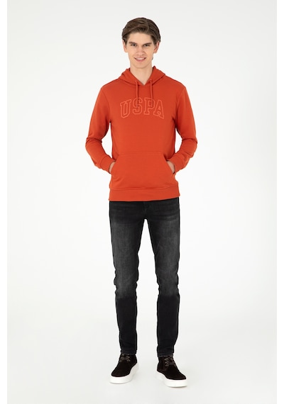 U.S. Polo Assn. Erkek Regular Fit Kapüşonlu Kiremit Basic Sweatshirt 50295175-VR031