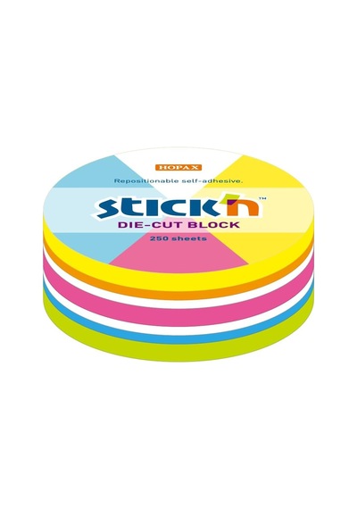 Yapışkanlı Not Defteri, Yuvarlak, 250 Yaprak, Neon Renkler, 6,7 X 6,7 Cm