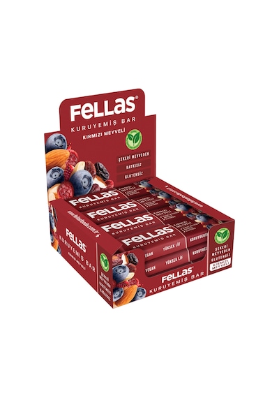 Kırmızı Meyveli Kuruyemiş Bar 30g x12 Adet