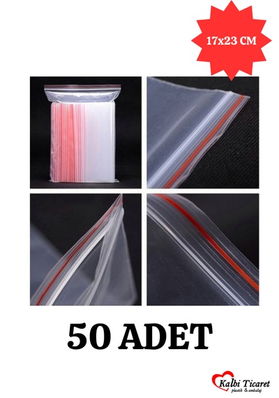 Kilitli Torba 17x23 Cm 50'li Kilitli Buzdolabı Poşeti Şeffaf Naylon Torba Kilitli Saklama Poşeti