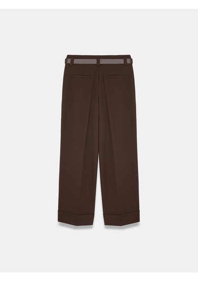 Dilvin 72821 Kemerli Kıvrık Paça Pantolon-kahve