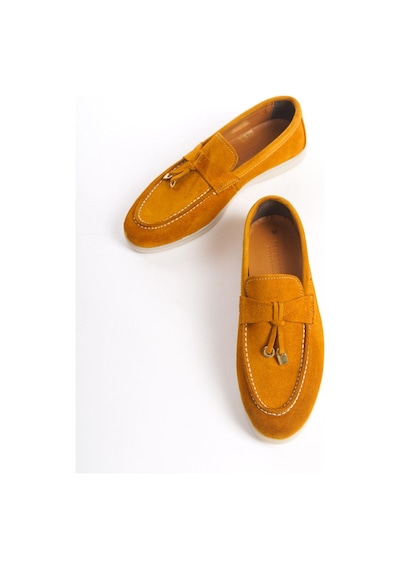 Mubiano Hakiki Deri Collection Kadın Süet Loafer & Babet Hardal -mckry1410-hrd Hardal