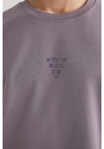 DeFacto Loose Fit Bisiklet Yaka Baskılı Kısa Kollu Ağır Kumaş Tişört B9675AX23WNPR221