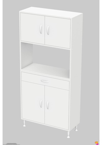 Arda 75 Cm 4 Kapaklı 7 Raflı Ve Çekmeceli Çok Amaçlı Banyo Dolabı 75 Cm