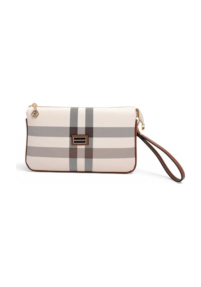 Silver & Polo Silver Polo Krem - Taba Ekose Kadın Çapraz Çanta Sp1291