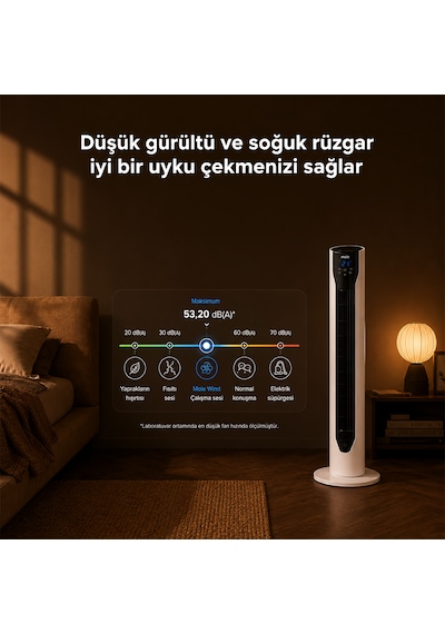 Mole F10 Kule Tipi Kademe Sayısıkumandalı 3 Kademeli 50w Beyaz