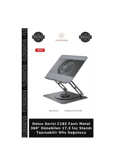 Delux Serisi C182 Fanlı Metal 360 Dönebilen 17,3 İnç Standı Taşınabilir Ofis Soğutucu
