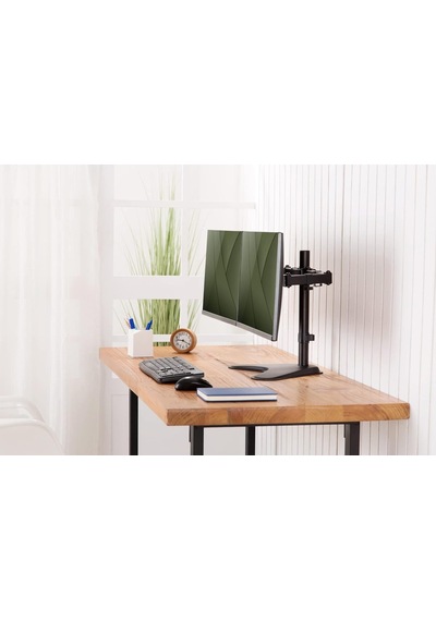 Dıgıtus Monitör Tutucu - Ayak - 2 Monitör - 32 İnçe Kadar - 2x 8 Kg'a Kadar - Vesa 75x75, 100x100 - Siyah