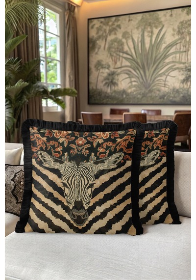 Safari Zebra Desenli Saçaklı Yastık Kılıfı - Egzotik Hayvan Bohem Bej Siyah Püsküllü Kırlent Kılıfı Puslu Sahil Aura Safari Zebra Desenli Saçaklı Yastık Kılıfı - Egzotik Hayvan Bohem Bej Siyah Püsküllü Kırlent Kılıfı Puslu Sahil Aura