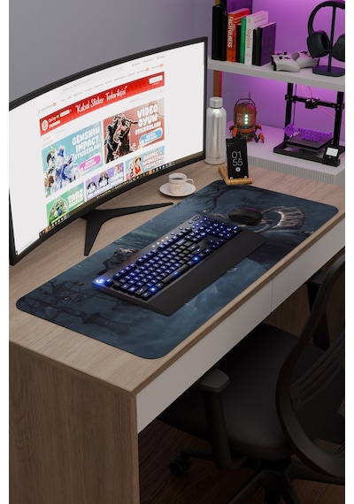 Bloodborne Kaymaz Dikişli Kauçuk Oyuncu Mousepad V2 - 90x40 Xxl Gaming Mouse Pad Fare Altlığı