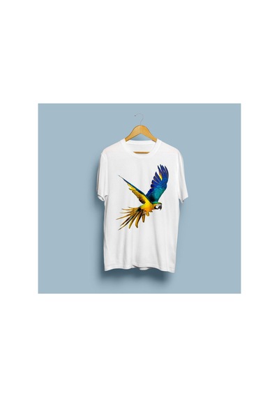 Bahriyeli Collection Oversize Amerikan Papağanı Tasarım Unisex T-shirt Beyaz