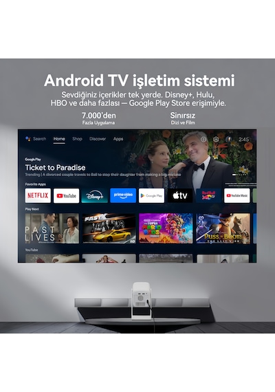 Wanbo Cube1 Projeksiyon Cihazı-Dahili Android TV 11.0 Widevine L1 sertifikalı & 8W Hoparlör - Beyaz