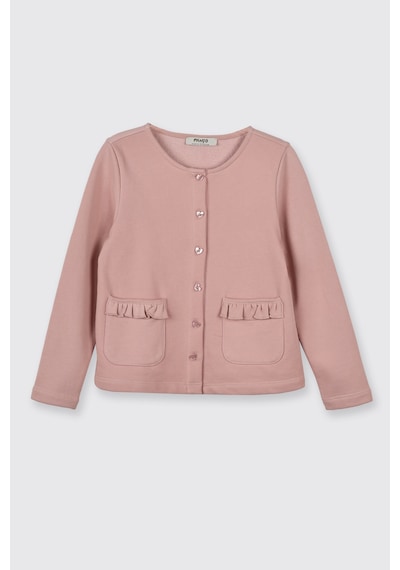 Panço Kız Çocuk Cep Detaylı Düğmeli Örme Pembe Hırka 2521GK82003
