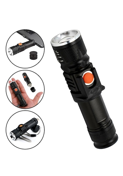Watton Wt-622 P50 Led Şarjlı Mıknatıslı Usb El Feneri Siyah