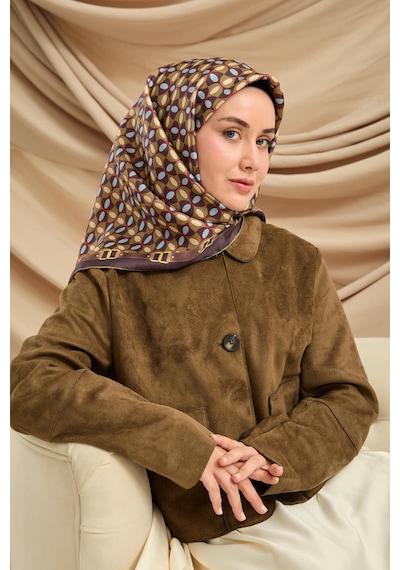 Silk Home Twill İpek Eşarp 11481-17 Kahve Mor, Bebe Mavi, Yeşil, Kırmızı