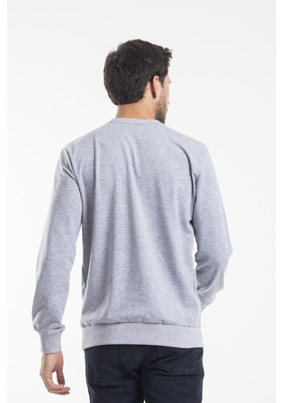 Süperlife Erkek Bisiklet Yaka Regular Fit İnce Sweatshirt Spr 20k30 Gri Melanj