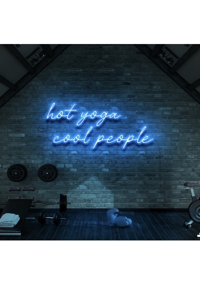 Hot Yoga Cool People Yazılı Neon Tabela Turkuaz