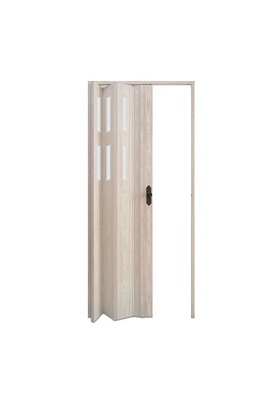 Faran Dekorasyon 115 x 215 Akçaağaç Renk Camlı Pvc Akordiyon Katlanır Kapı - FRNAKMODEL-51
