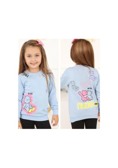İrem Çocuk Giyim Kız Çocuk Önü Arkası Yazı Resim Desenli Açık Mavi Renk Sweatshirt Açık Mavi İrem Çocuk Giyim Kız Çocuk Önü Arkası Yazı Resim Desenli Açık Mavi Renk Sweatshirt Açık Mavi