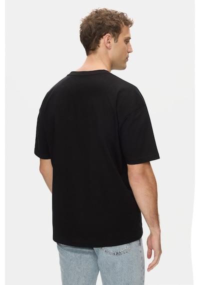 Ucla Dutchıe Siyah Bisiklet Yaka Baskılı Pamuk Oversize Erkek Tshirt M