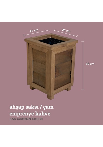 Kaf Ahşap Dekoratif Ahşap Saksı- Yüksek / Emprenye Kahve