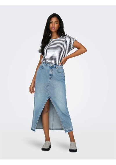 Only Onlmoster Strıpe S/s O-neck Top Jrs Noos Kadın Beyaz Bluz - 15206243