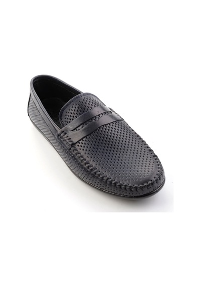 Lacivert Hakiki Deri Erkek Loafer Ayakkabı E01697033003 Lacivert