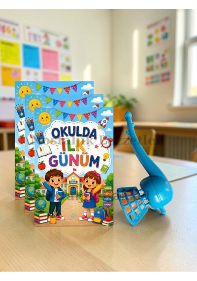 20 Adet Okulda İlk Günüm Yazılı Hediye Seti 1. Sınıf- Sene Başı Pipo Şeklide Üflemeli Top Tebrik Kartı Hediyeli