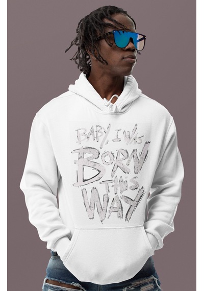 Sevbano Lady Gaga Baby I Was Born This Way Şarkı Baskılı Unisex Oversize beyaz