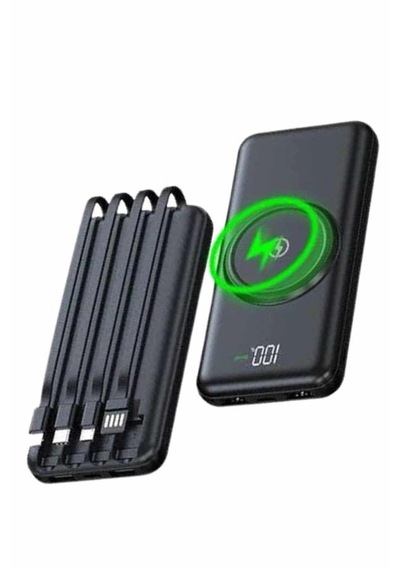 Wireless Powerbank 10000 Mah Led Ekranlı Dahili Kablolu Hızlı Şarj Rekli