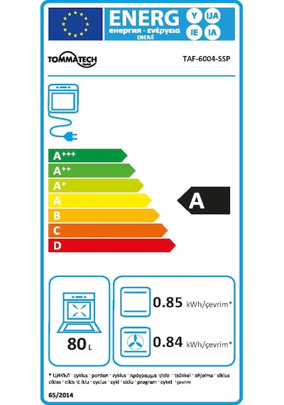 Tommatech TAF6004SSP 80 LT Ankastre Elektrikli Fırın Gri
