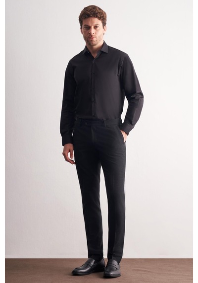 İmza Siyah Yan Cep Açık Paça Esnek Slim Fit Classic Classic Pantolon 1003255163 Siyah
