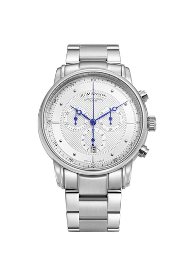 Romanson Tmhm3bs011wwa12u Safir Cam Swiss Quartz Çelik Kasa Çelik Kordon Kronometre Takvimli Gümüş