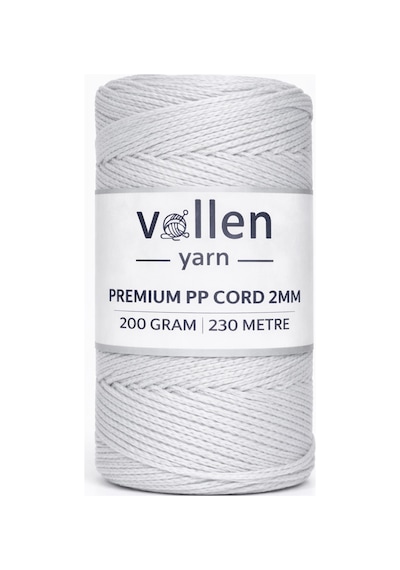 200gr/230m Premium Polyester Makrome Ipi 2mm ,makrome Ip,makrame,supla,çanta Ipi,açık Gri