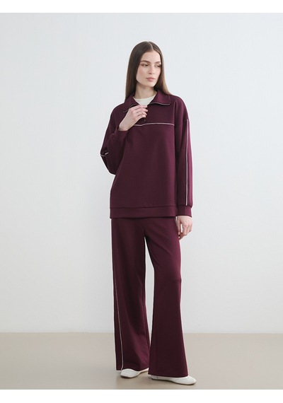 Lcw Modest Mürdüm Dik Yaka Oversize Kadın Sweatshirt