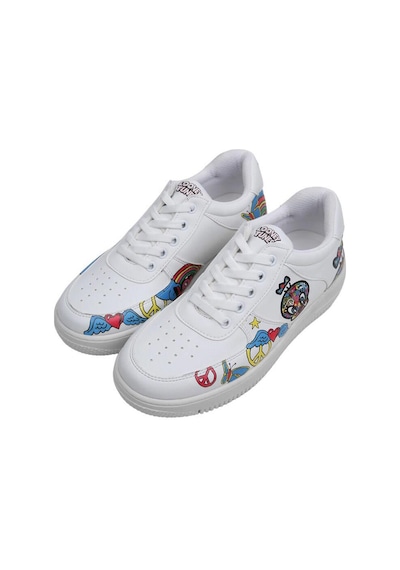 Kadın Vegan Deri Beyaz Sneakers - Warner Bros Tweety Love Tasarım Çok Renkli