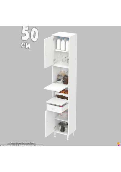 Modilayn Ece Kapaklı Çekmeceli Çok Amaçlı Kiler Dolabı - Mutfak Ve Kahve Köşesi 50 Cm Beyaz Modilayn Ece Kapaklı Çekmeceli Çok Amaçlı Kiler Dolabı - Mutfak Ve Kahve Köşesi 50 Cm Beyaz