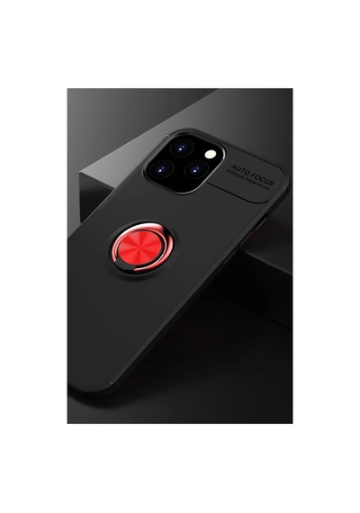 İphone 12 Pro Max Kılıf Range Yüzüklü Silikon - Siyah-kırmızı