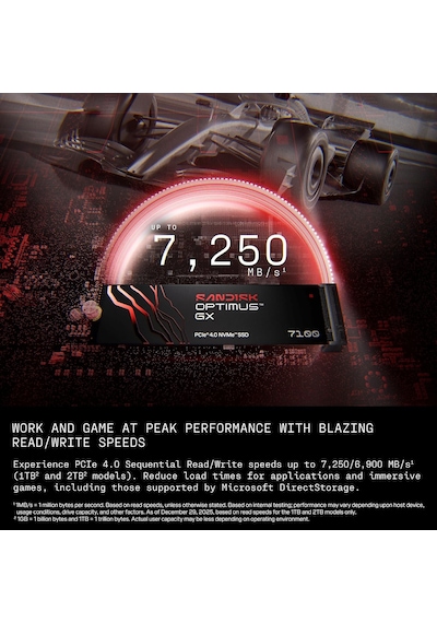 Sandısk 1 Tb Optimus Gx 7100 Nvme Ssd - Pcıe Gen 4, M.2 2280, 7.250 Mb/s'ye Kadar Okuma Hızı
