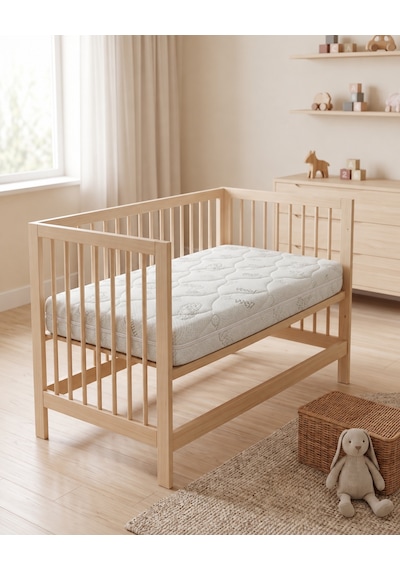 Garga Premium 10 CM Çocuk Yatağı Bebek Yatağı - Yünlü Ortopedik Park Yatak, Beşik & Anne Yanı Uyumlu 60 x 100